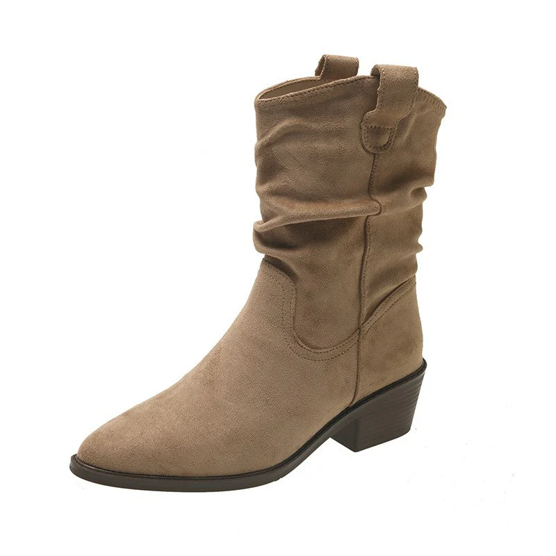 Damen Cowboy-Stiefel mit modischem Falten-Design und komfortablem Blockabsatz Heidi Mode - Image 7