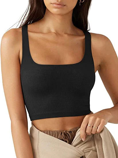 Damen Crop Top mit Geripptem Stoff und Breiten Trägern Heidi-Mode - Image 10