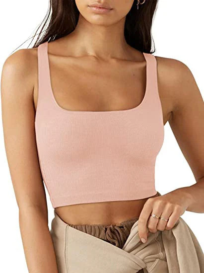 Damen Crop Top mit Geripptem Stoff und Breiten Trägern Heidi-Mode - Image 11