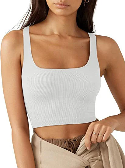 Damen Crop Top mit Geripptem Stoff und Breiten Trägern Heidi-Mode - Image 12