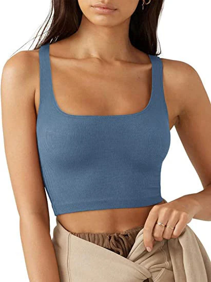 Damen Crop Top mit Geripptem Stoff und Breiten Trägern Heidi-Mode - Image 5