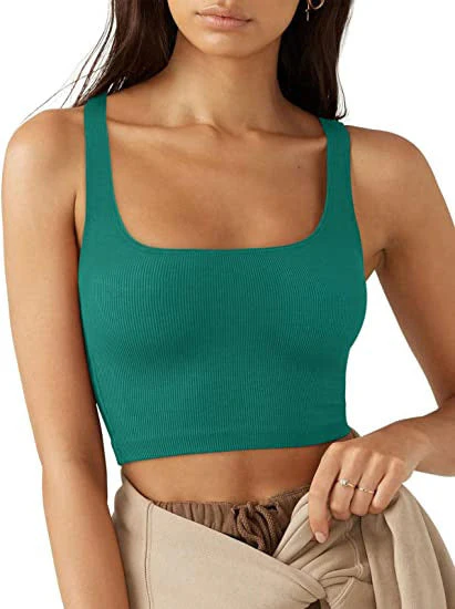Damen Crop Top mit Geripptem Stoff und Breiten Trägern Heidi-Mode - Image 6