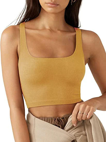 Damen Crop Top mit Geripptem Stoff und Breiten Trägern Heidi-Mode - Image 7