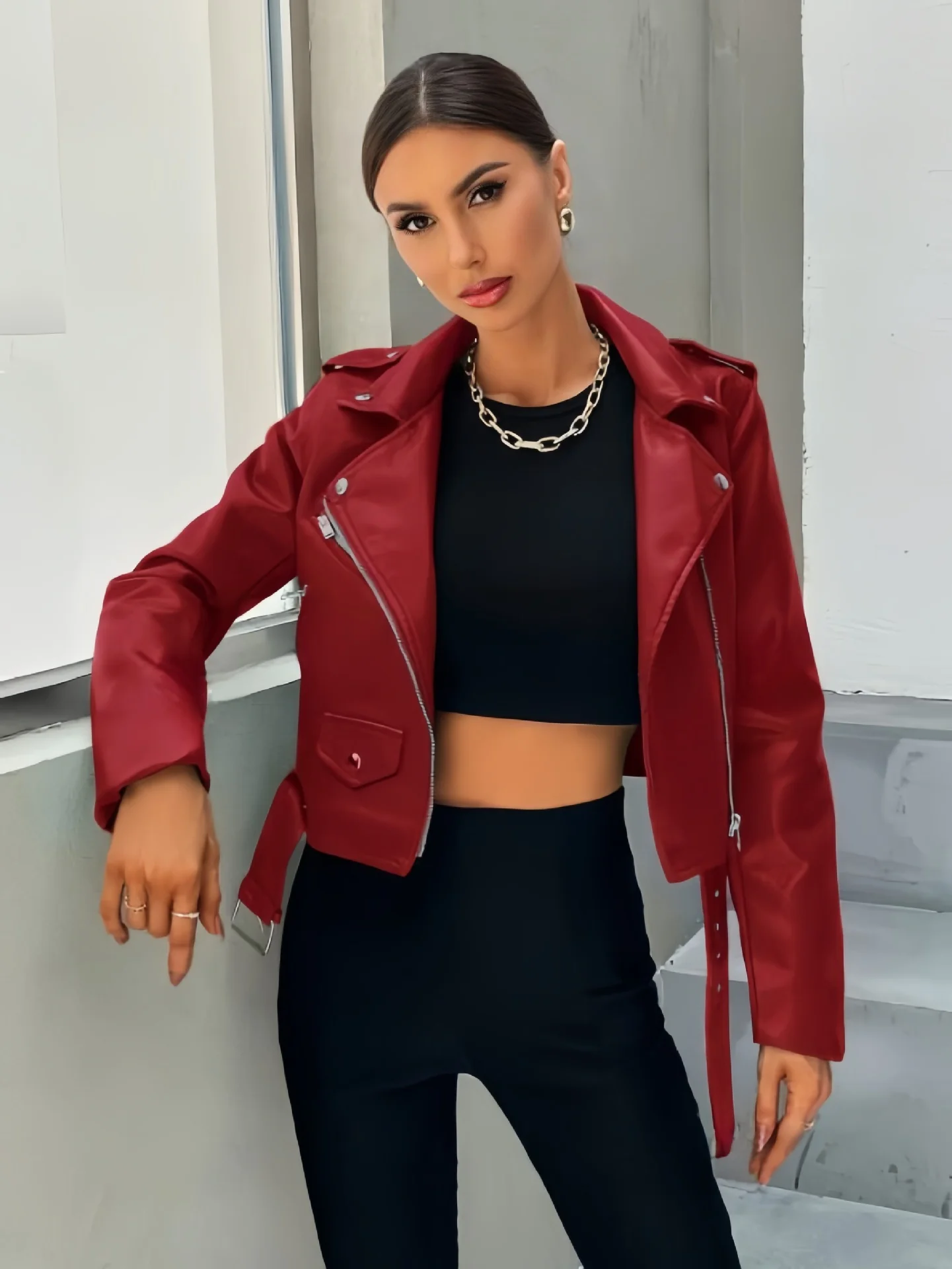 Damen cropped Bikerjacke Heidi-Mode - Image 6