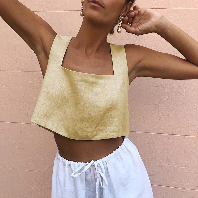 Damen Cropped Top mit Quadratischem Ausschnitt und Breiten Trägern Heidi-Mode - Image 2