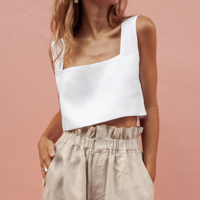 Damen Cropped Top mit Quadratischem Ausschnitt und Breiten Trägern Heidi-Mode - Image 6