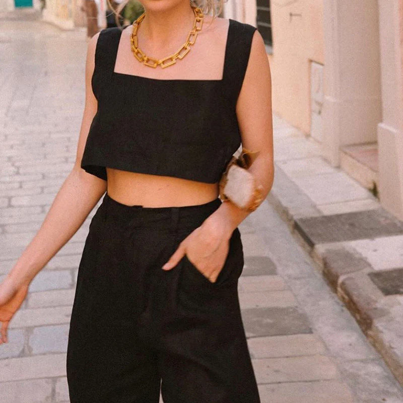Damen Cropped Top mit Quadratischem Ausschnitt und Breiten Trägern Heidi-Mode - Image 7