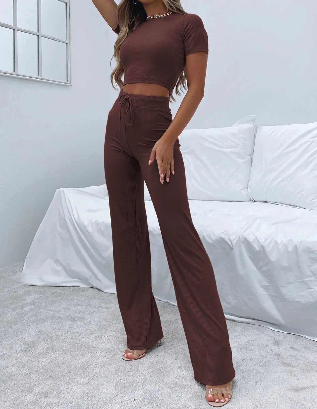 Damen Cropped Top und elegante Flared Pants Set Heidi-Mode - Image 7