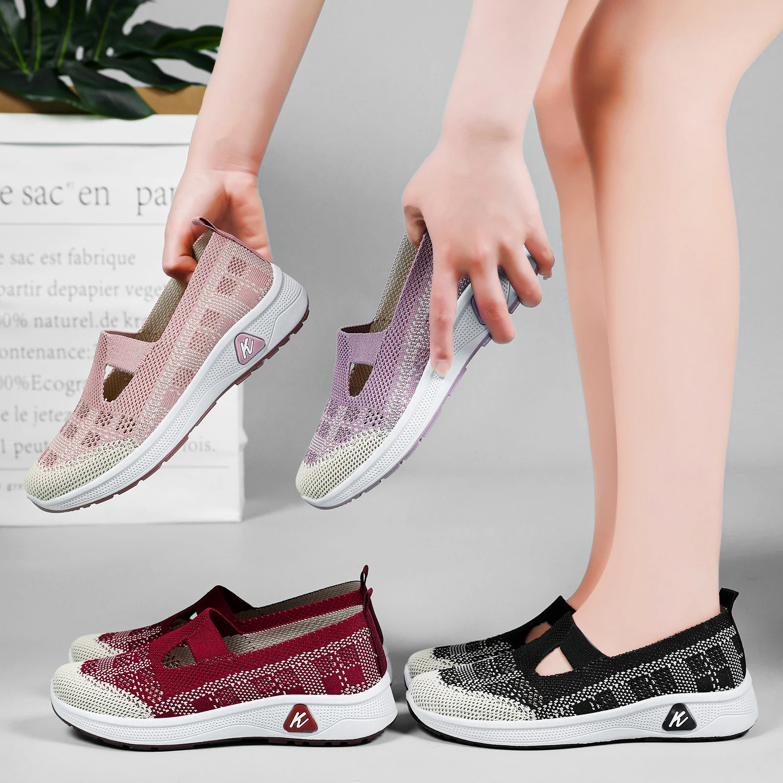 Damen Cushioned Slip-On Sneakers mit atmungsaktivem Obermaterial Heidi Mode - Image 4