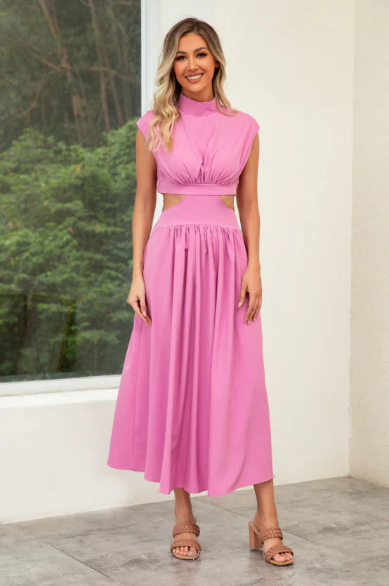 Damen Cut-Out Sommerkleid mit Hohem Kragen Heidi-Mode - Image 10
