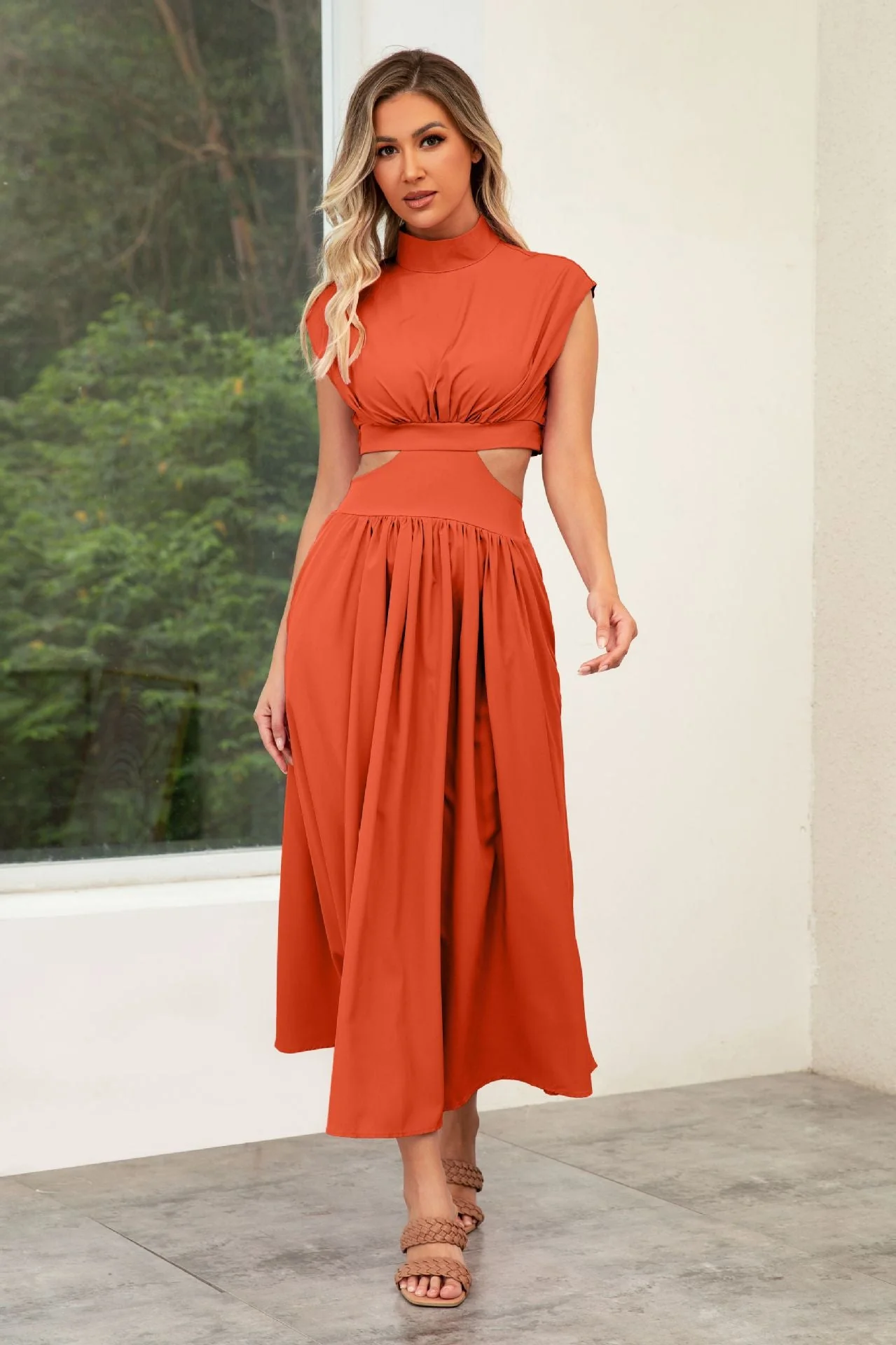 Damen Cut-Out Sommerkleid mit Hohem Kragen Heidi-Mode - Image 12
