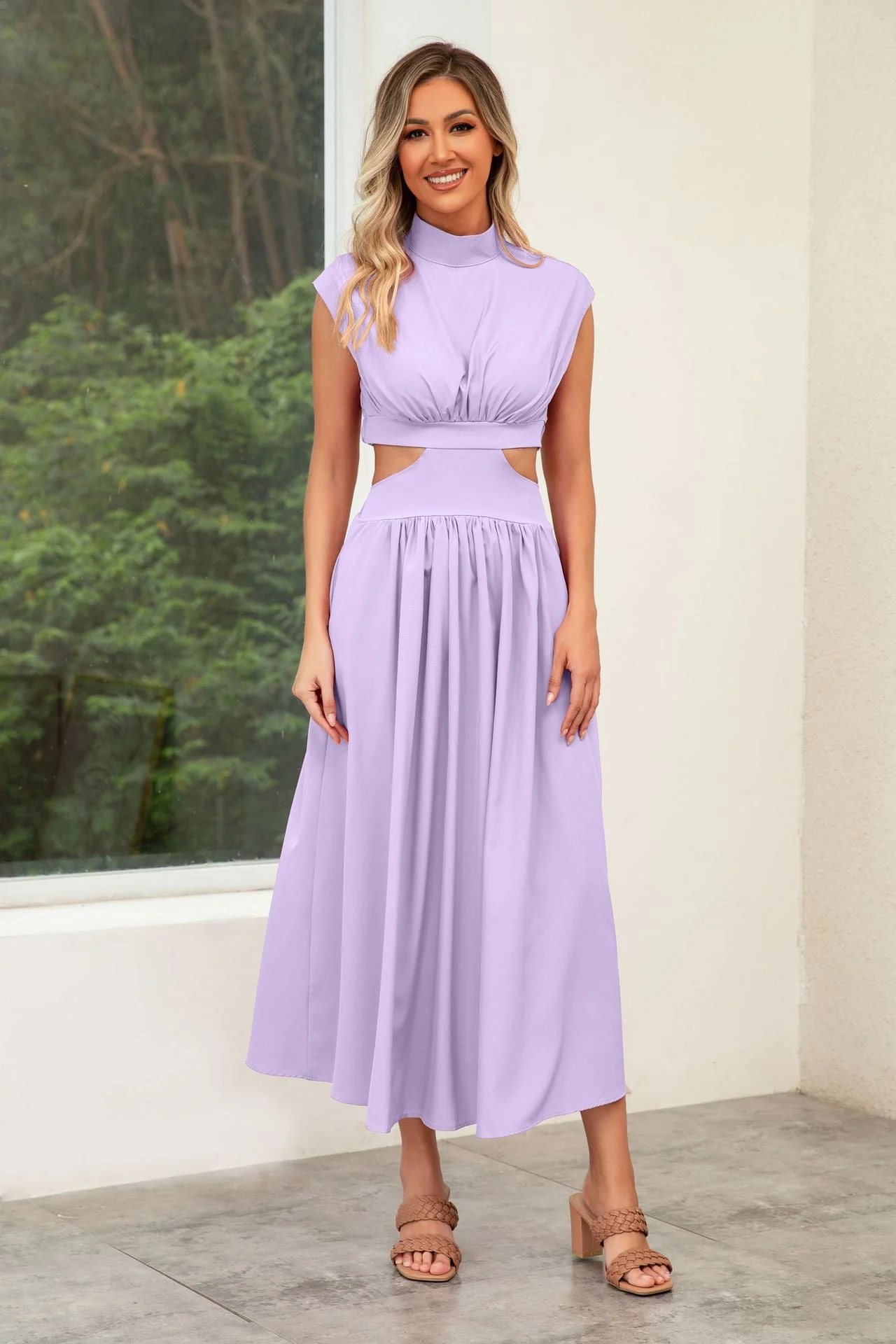 Damen Cut-Out Sommerkleid mit Hohem Kragen Heidi-Mode - Image 15
