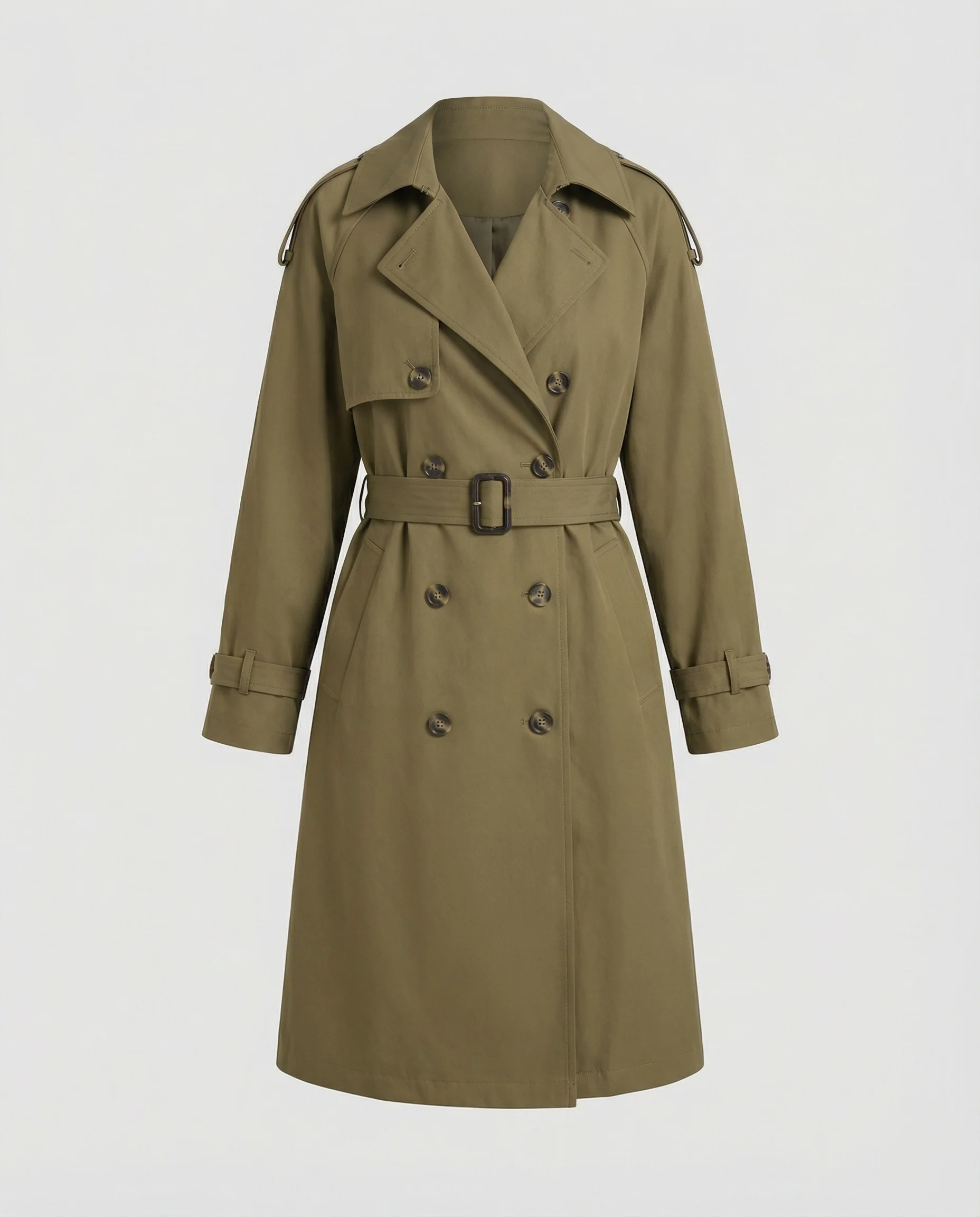 Damen Damenmode doppelreihiger Trenchcoat mit tailliertem Bindegürtel und voluminösen Ballonärmeln Heidi-Mode - Image 4