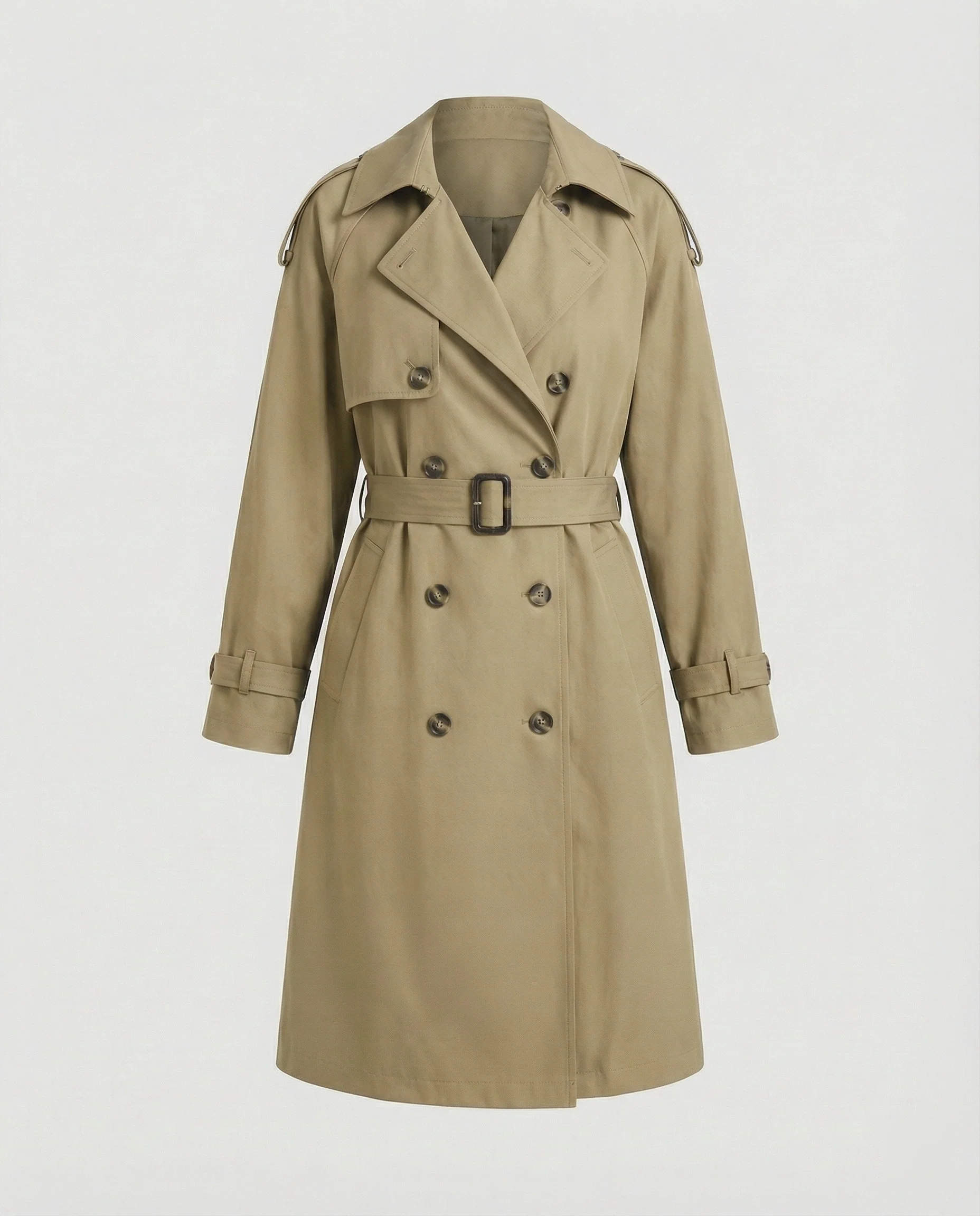 Damen Damenmode doppelreihiger Trenchcoat mit tailliertem Bindegürtel und voluminösen Ballonärmeln Heidi-Mode - Image 5