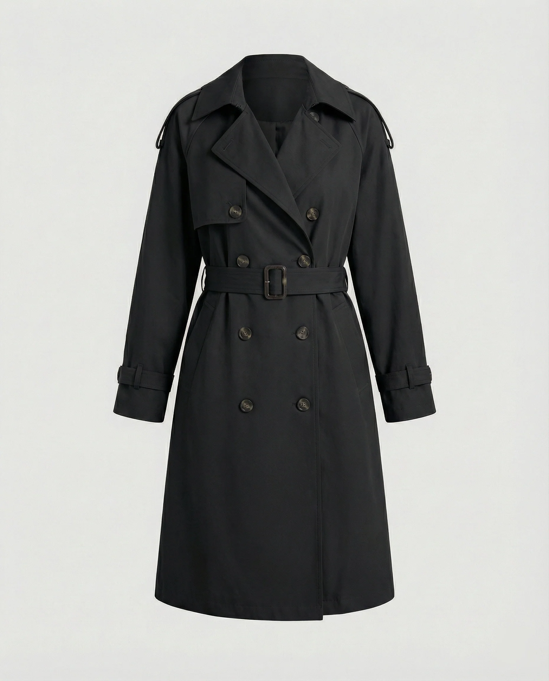 Damen Damenmode doppelreihiger Trenchcoat mit tailliertem Bindegürtel und voluminösen Ballonärmeln Heidi-Mode - Image 6