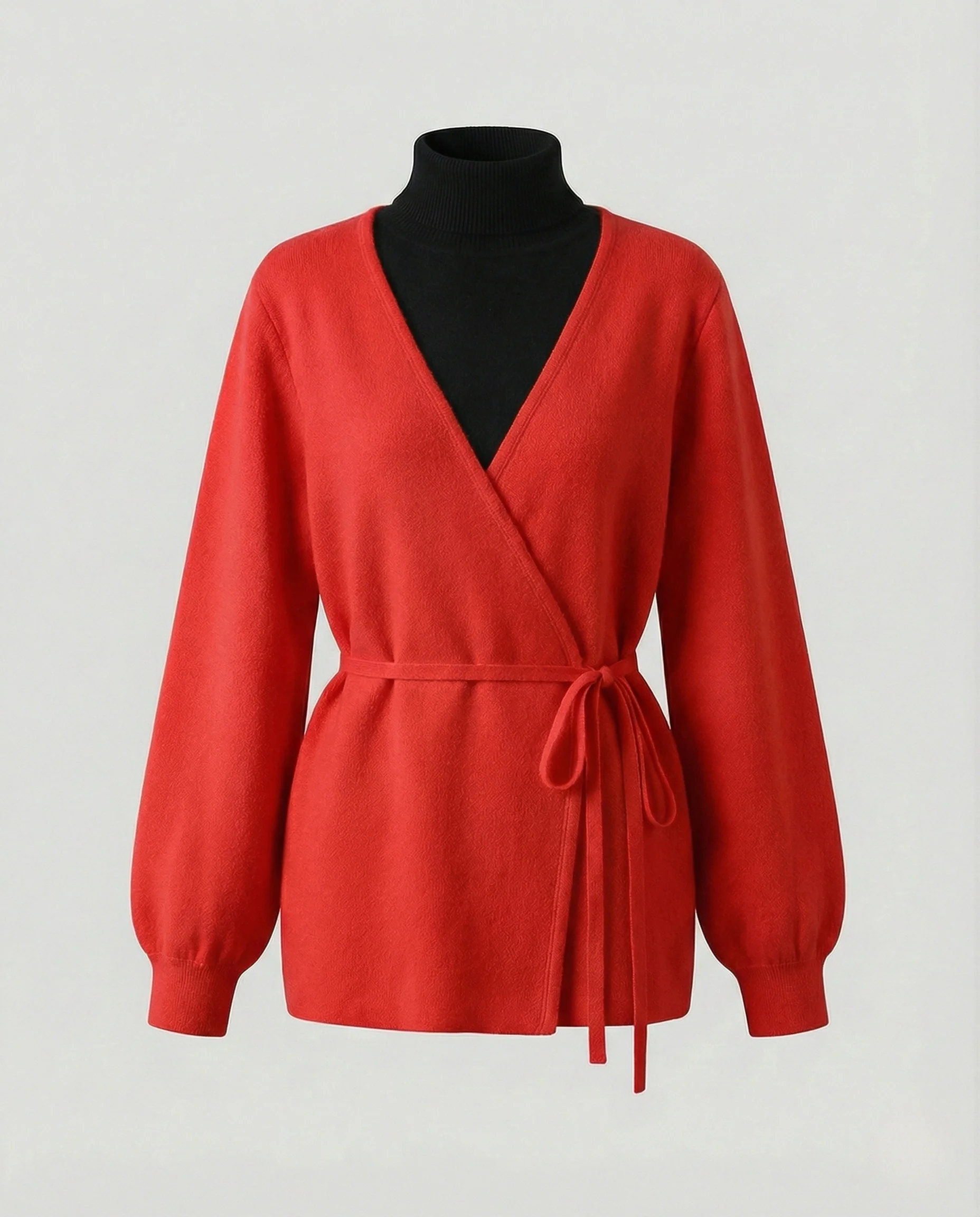 Kuscheliger Wickelcardigan mit weiter Feinstrickhose zweiteiliges Ensemble Heidi Mode - Image 6