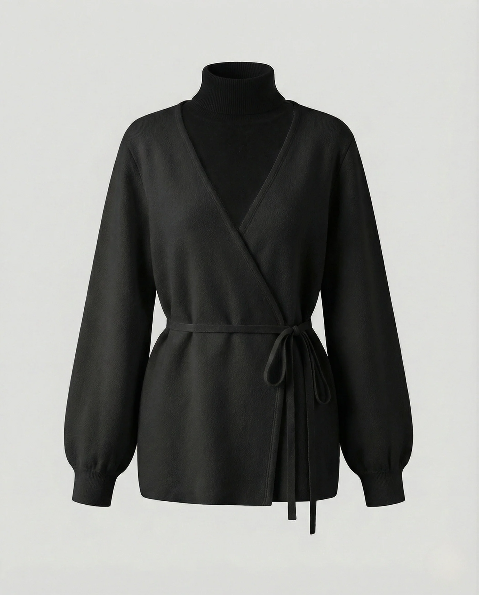 Kuscheliger Wickelcardigan mit weiter Feinstrickhose zweiteiliges Ensemble Heidi Mode - Image 7