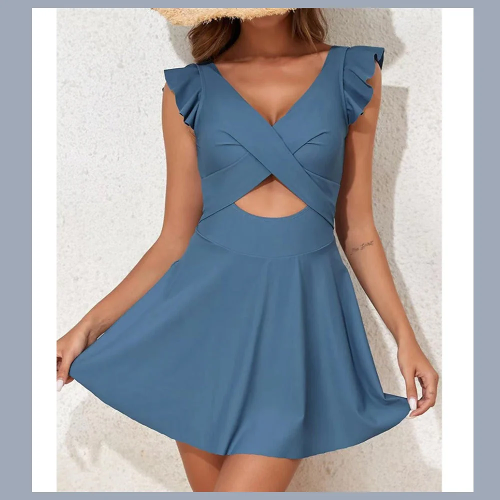 Damen Denim-Kleid mit Rüschendetails und Femininer Silhouette Heidi-Mode - Image 11