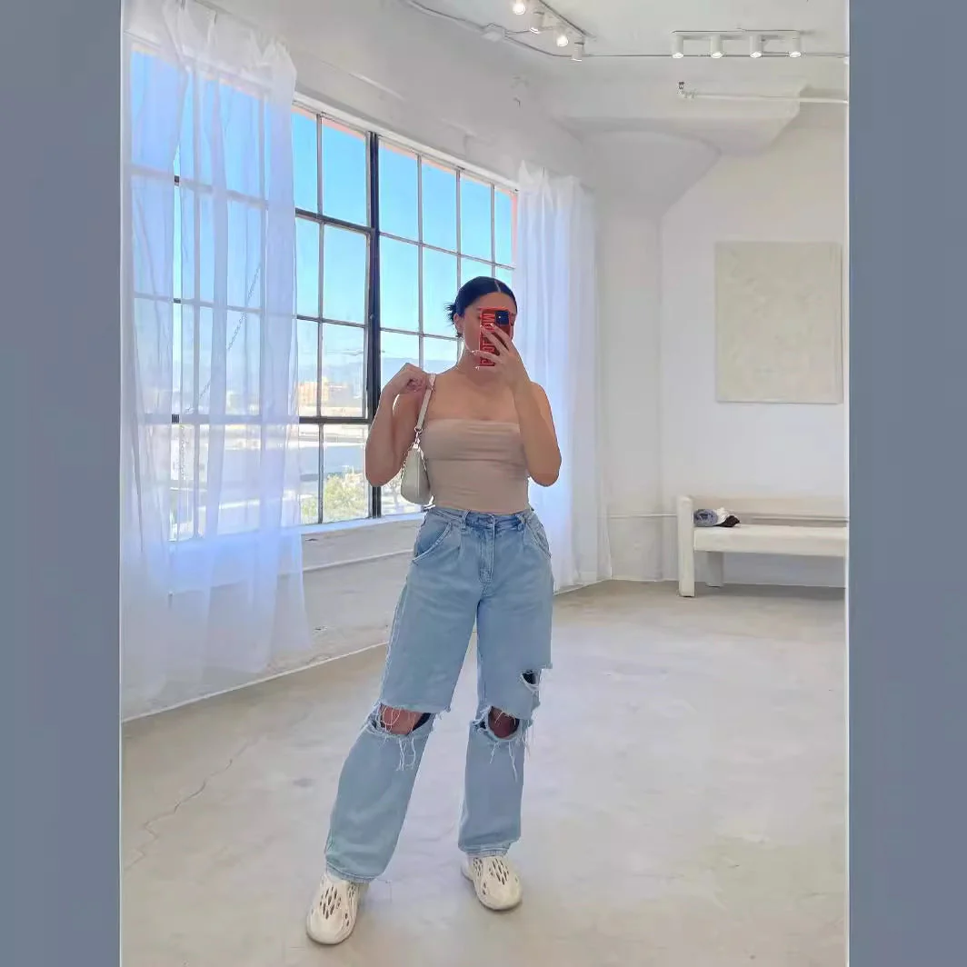 Damen Destroyed Jeans Im Modernen Weitchnitt mit Lässiger Eleganz Heidi-Mode - Image 2