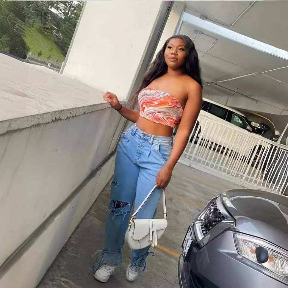 Damen Destroyed Jeans Im Modernen Weitchnitt mit Lässiger Eleganz Heidi-Mode - Image 3
