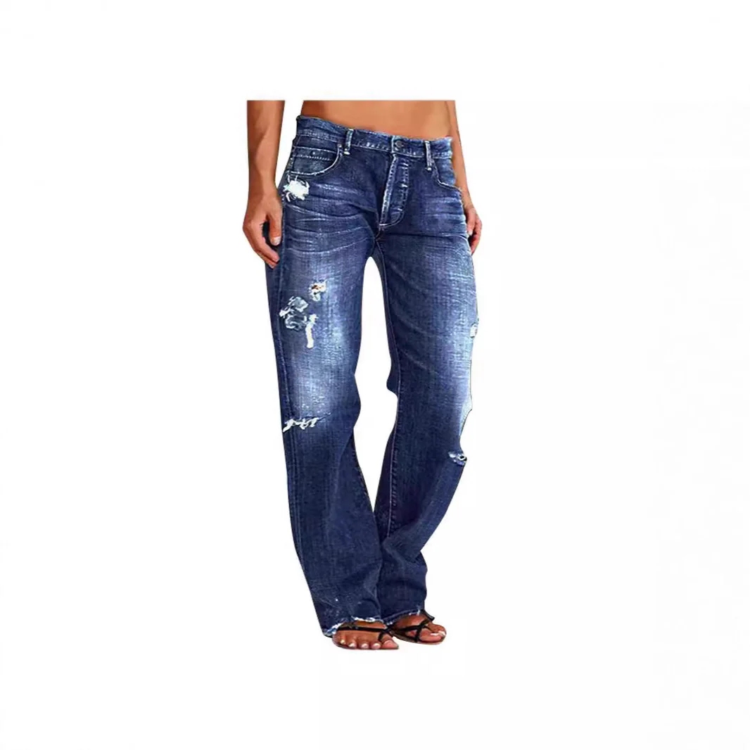 Damen Destroyed Jeans mit weitem Bein und lässiger Passform - Image 3