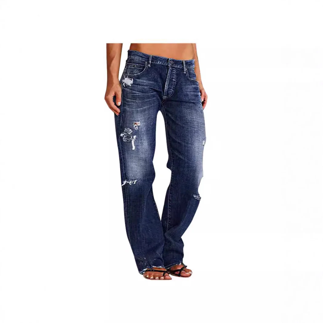 Damen Destroyed Jeans mit weitem Bein und lässiger Passform - Image 4