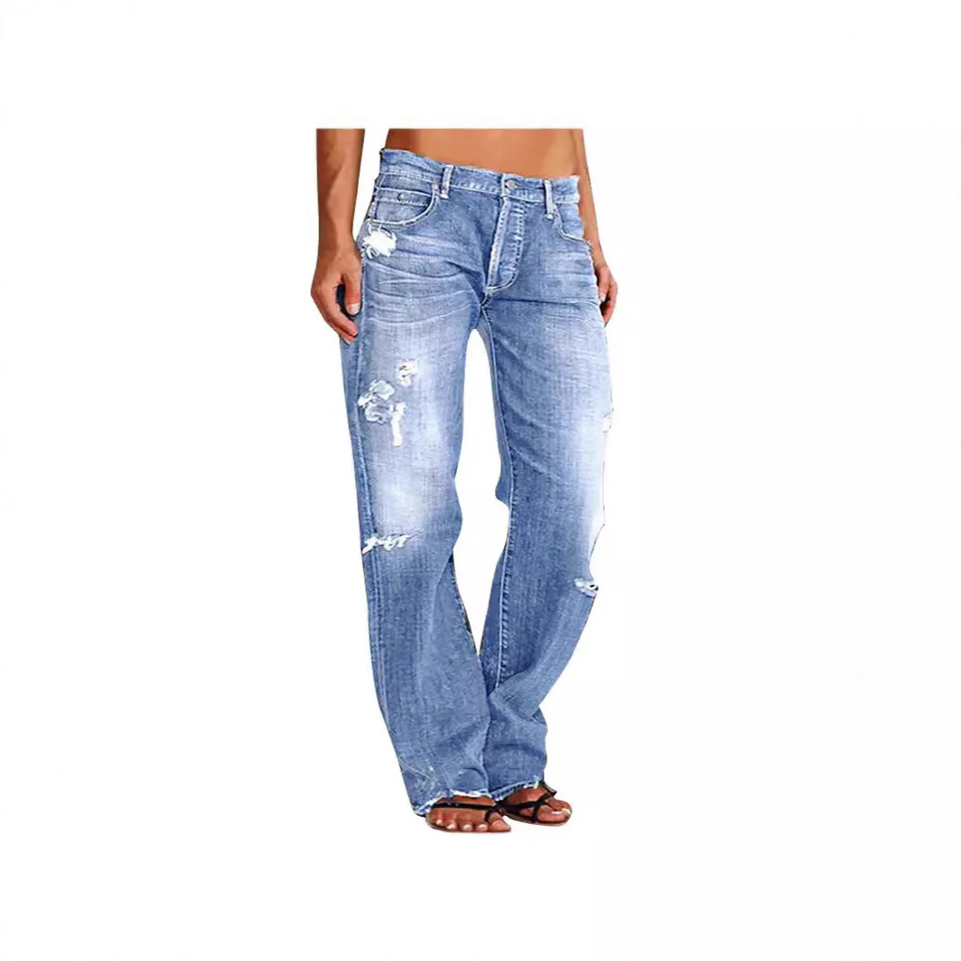 Damen Destroyed Jeans mit weitem Bein und lässiger Passform - Image 5