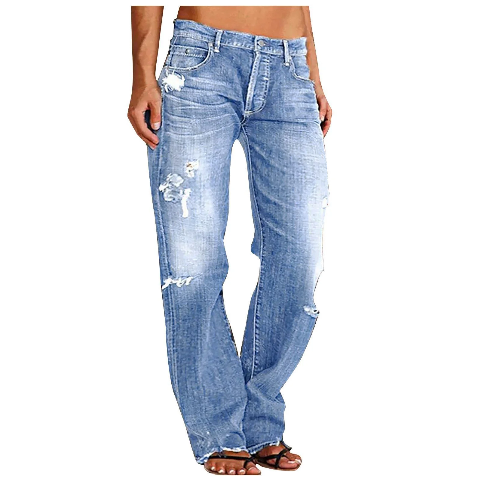 Damen Destroyed Jeans mit weitem Bein und lässiger Passform - Image 9
