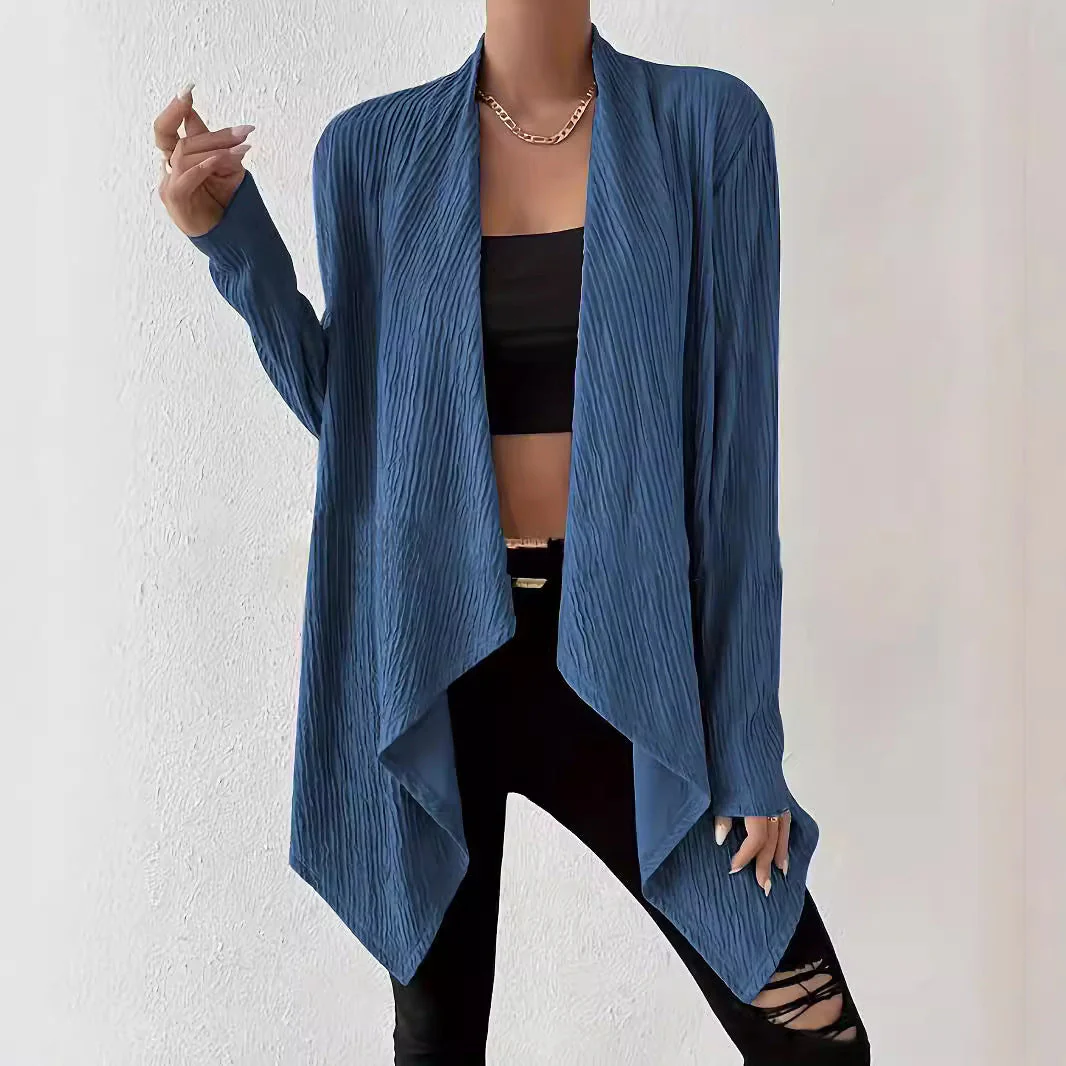 Damen Drapierte Langjacke Aus Atmungsaktivem Material mit Modernem Schnitt Heidi-Mode - Image 4