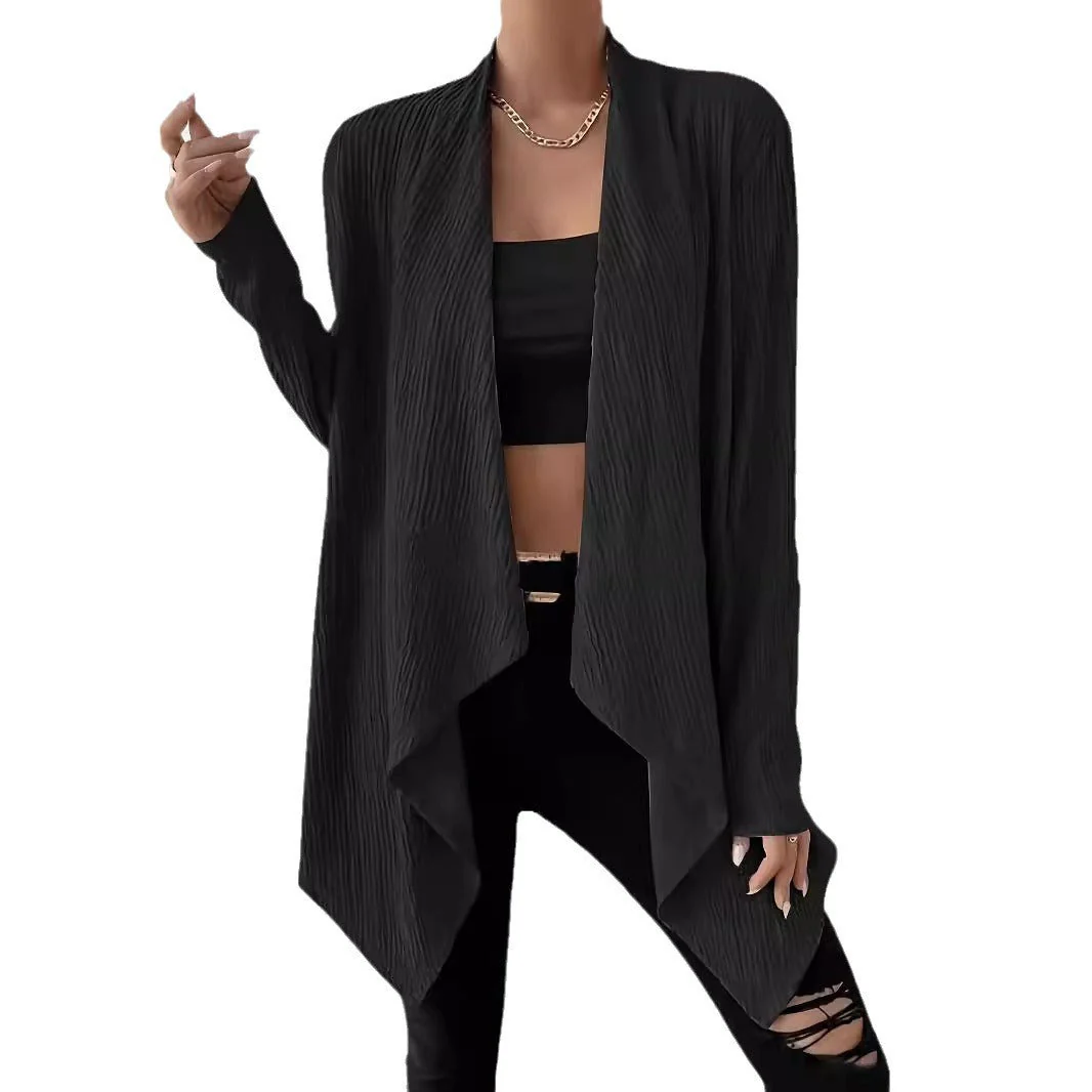 Damen Drapierte Langjacke Aus Atmungsaktivem Material mit Modernem Schnitt Heidi-Mode - Image 5
