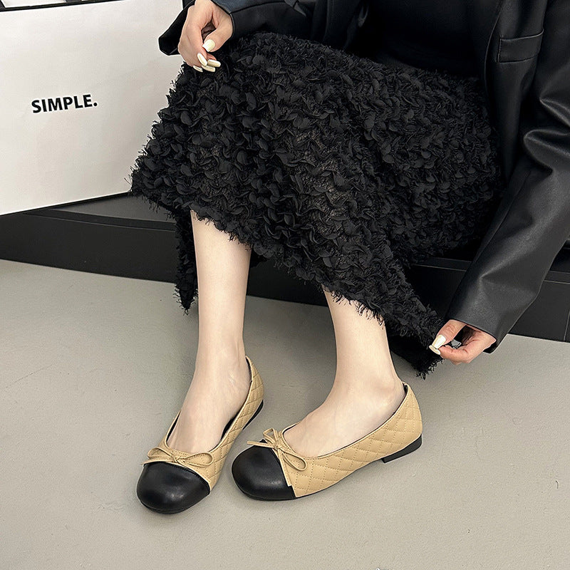 Damen edle Ballerinas mit feinem Schleifendetail und kontrastierendem Zehenbereich Heidi Mode - Image 6