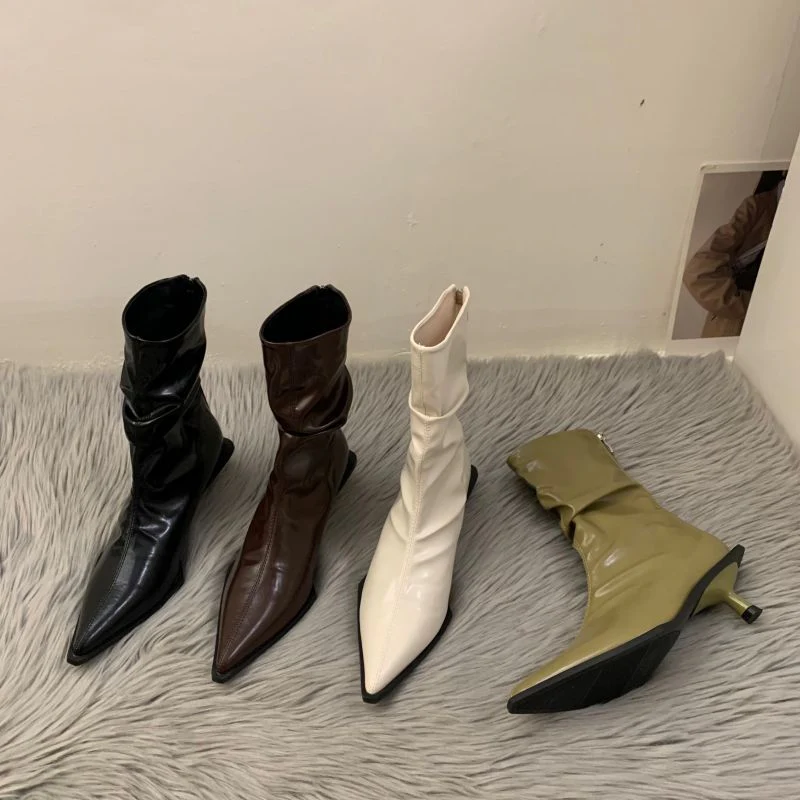 Damen Einzigartige Stiefeletten mit elegantem Faltenwurf und modischem Absatz Heidi Mode - Image 3