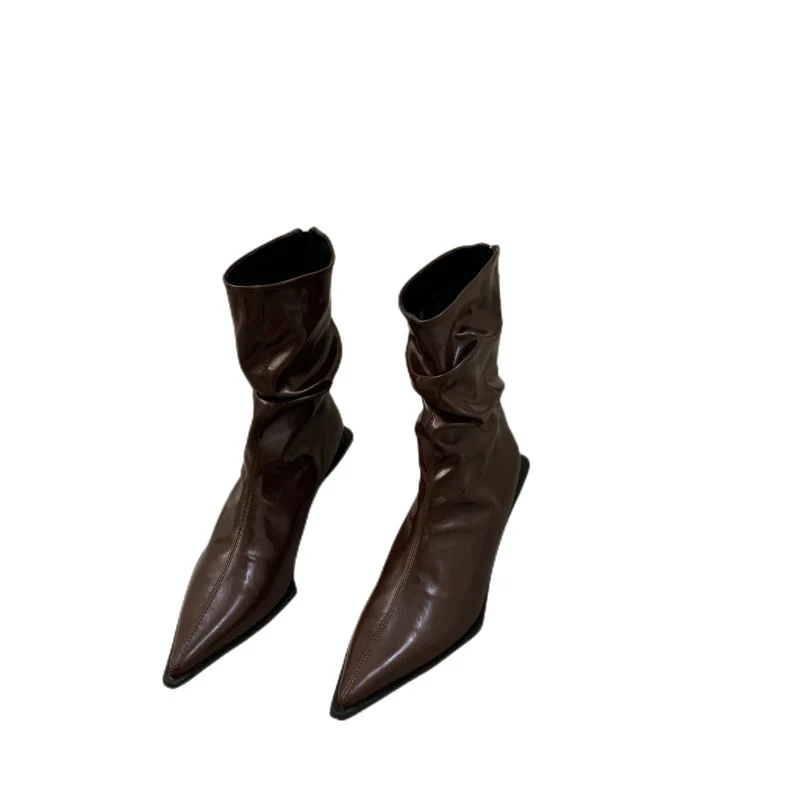 Damen Einzigartige Stiefeletten mit elegantem Faltenwurf und modischem Absatz Heidi Mode - Image 5