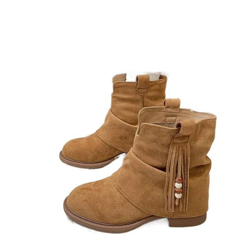 Damen Elegante Ankle Boots aus hochwertigem Wildleder mit dekorativem Tassel-Detail Heidi Mode - Image 5