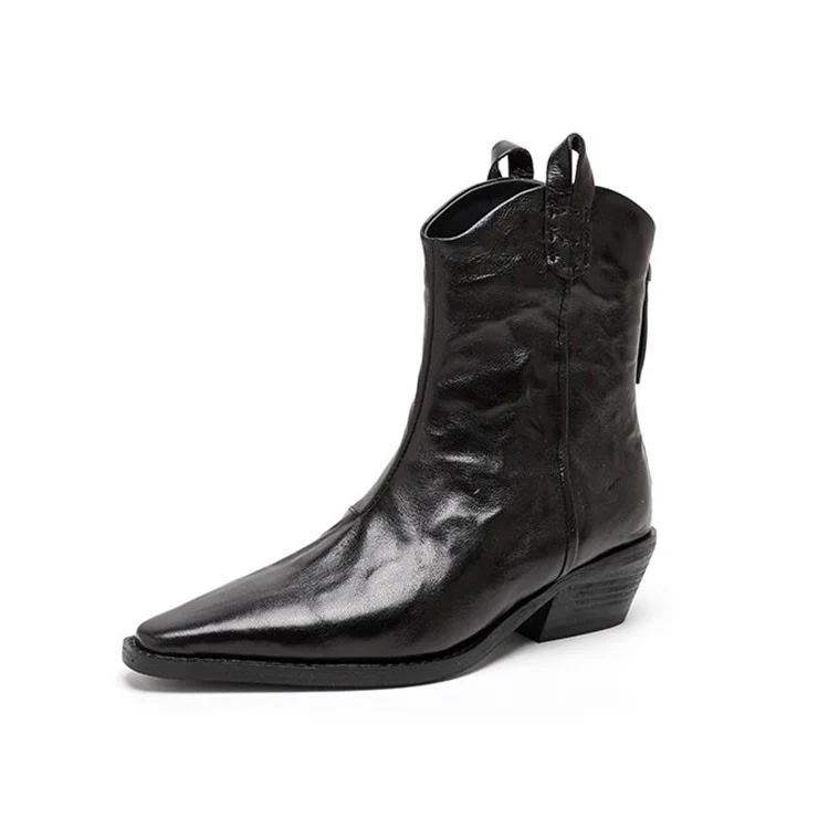 Damen Elegante Ankle Boots mit edler Lederoberfläche und modischem Blockabsatz Heidi Mode - Image 5