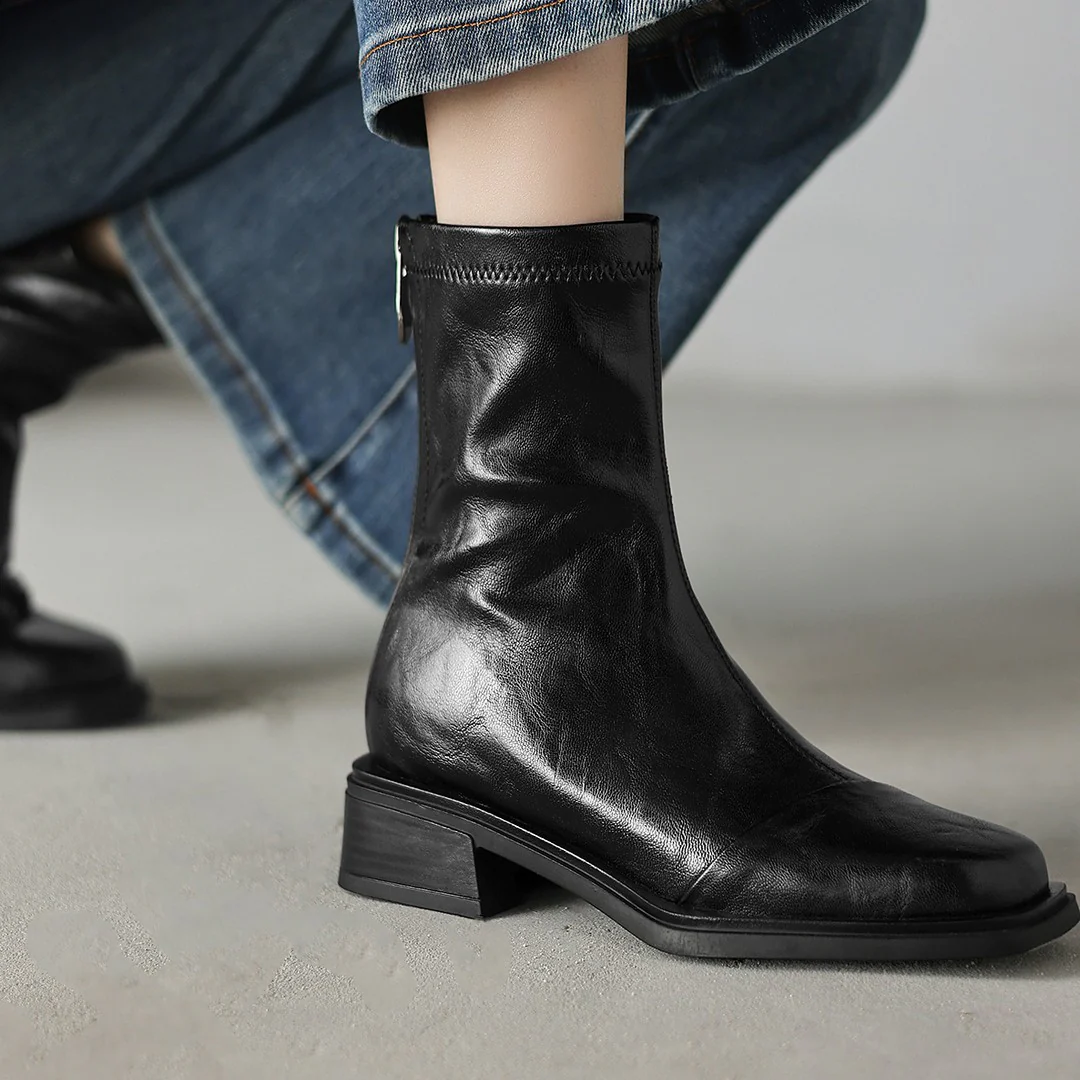 Damen elegante Ankle Boots mit modernem Reißverschluss und komfortablem Blockabsatz Heidi Mode - Image 2