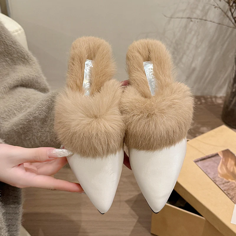 Damen elegante Ballerina mit luxuriösem Kunstfellkragen Heidi Mode - Image 6