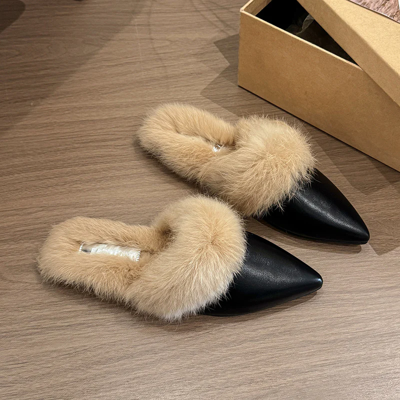 Damen elegante Ballerina mit luxuriösem Kunstfellkragen Heidi Mode - Image 7