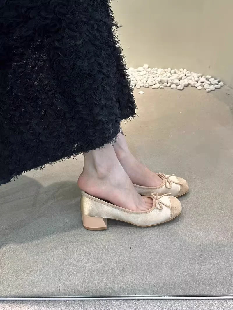 Damen elegante Ballerina-Schuhe mit glänzender Oberfläche und komfortablem Blockabsatz Heidi Mode - Image 7