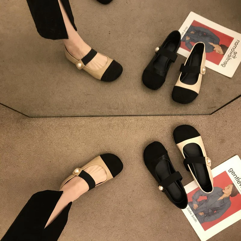 Damen Elegante Ballerina-Schuhe mit Perlenverzierung und bequemen Riemen Heidi Mode - Image 2