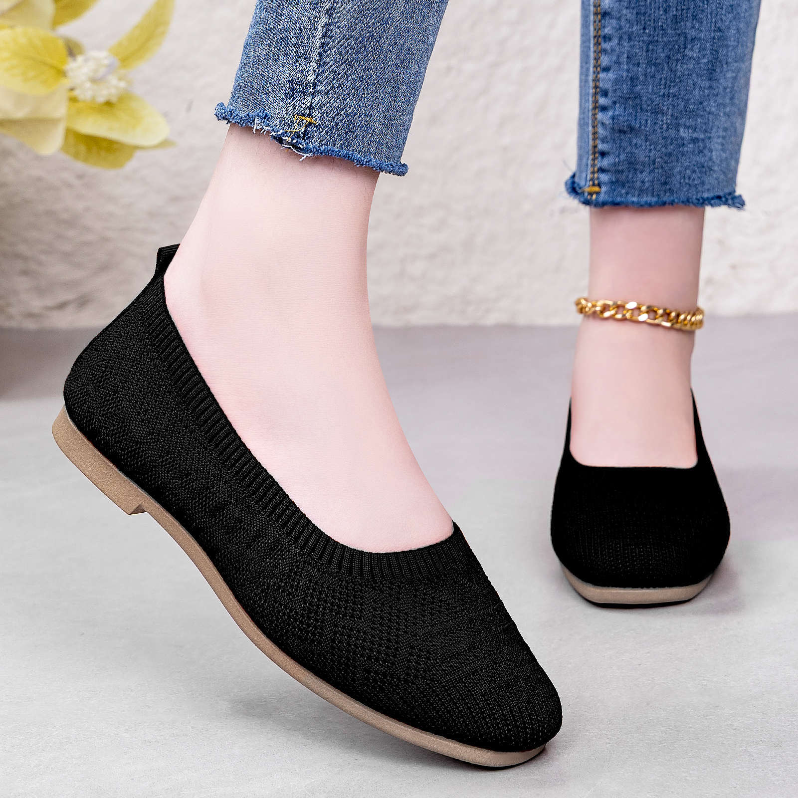 Damen elegante Ballerinas aus atmungsaktivem Strickmaterial Heidi Mode - Image 3