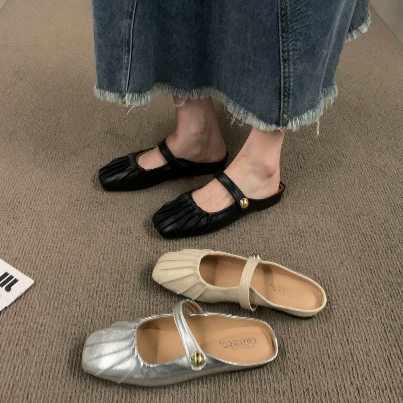 Damen elegante Ballerinas mit charmantem Riemchen und modischem Falten-Design Heidi Mode - Image 4