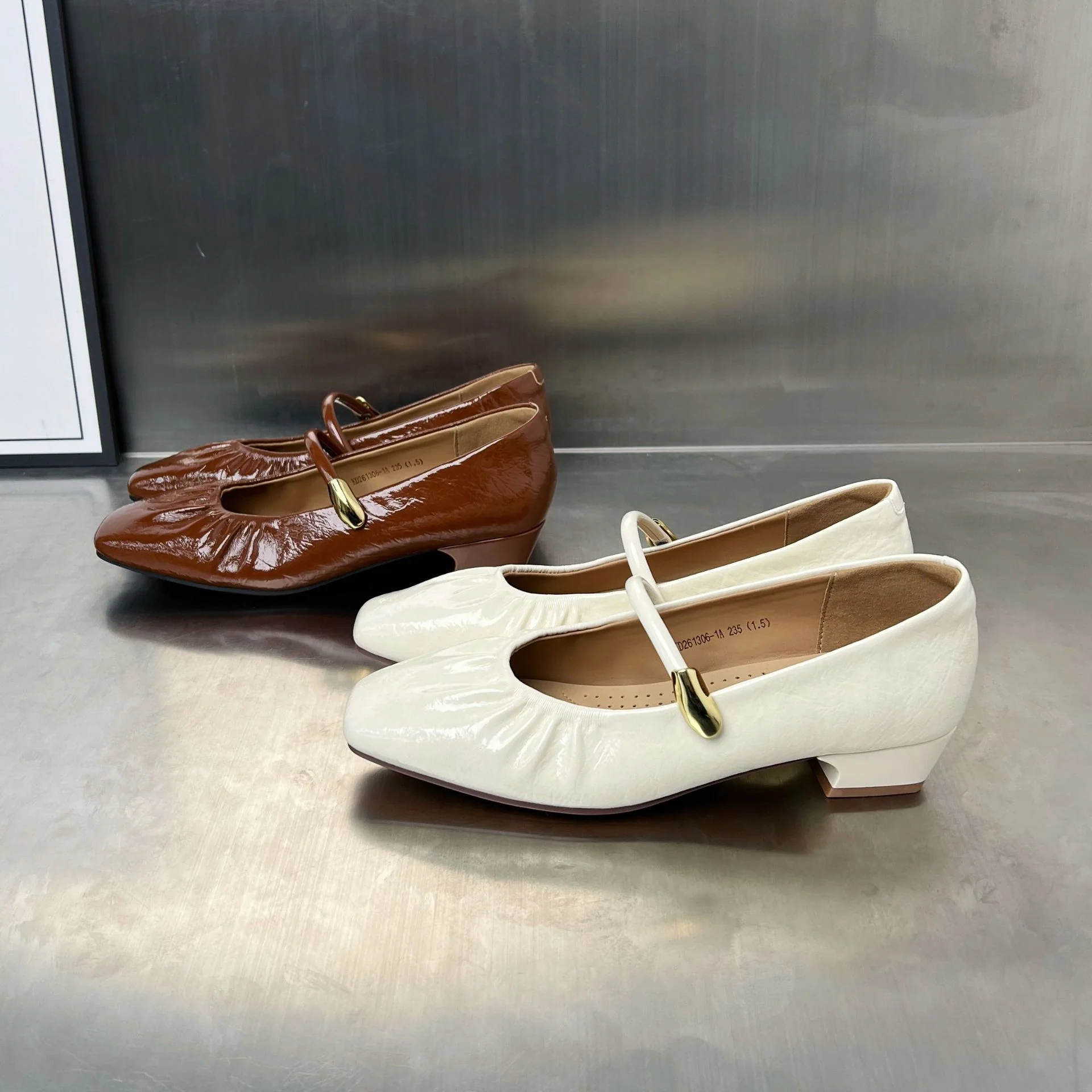Damen elegante Ballerinas mit dekorativem Riemen und hohem Glanzfinish Heidi Mode - Image 3