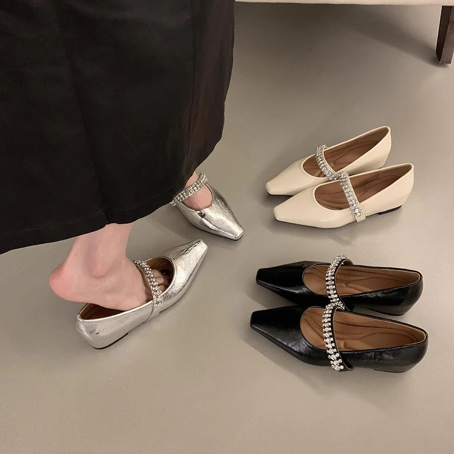 Damen elegante Ballerinas mit dekorativem Strassriemen Heidi Mode