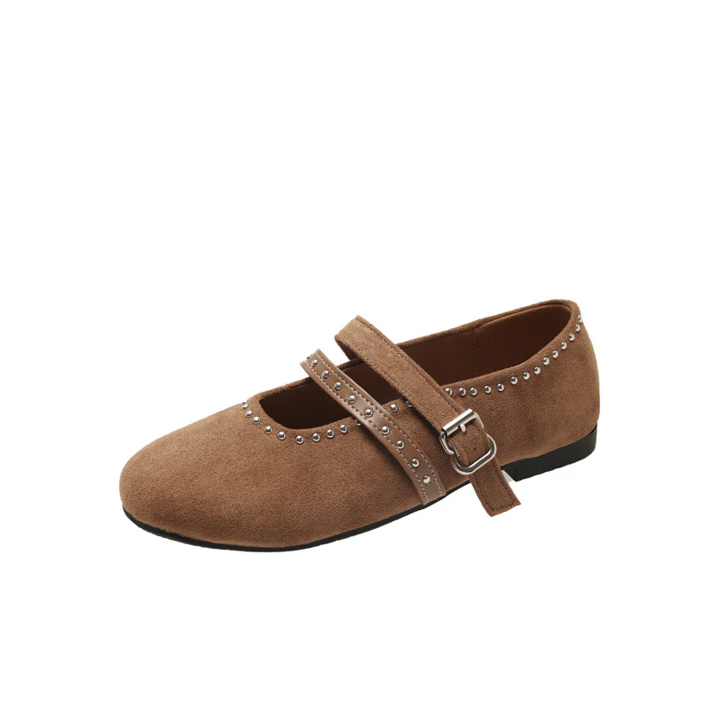 Damen Elegante Ballerinas mit dekorativen Schnallen und weichem Wildleder Heidi Mode - Image 5