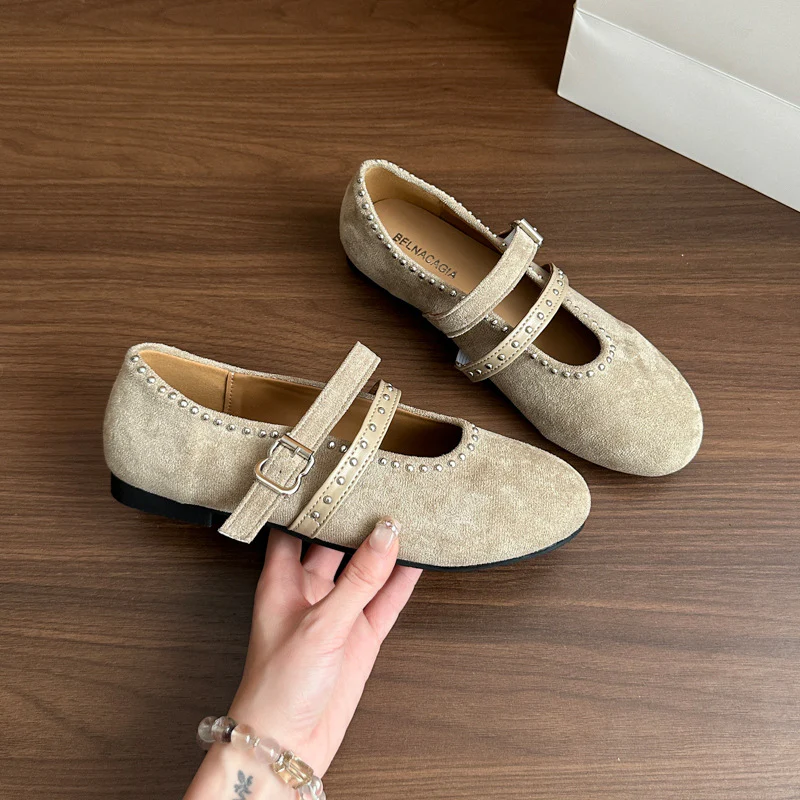 Damen Elegante Ballerinas mit dekorativen Schnallen und weichem Wildleder Heidi Mode - Image 6