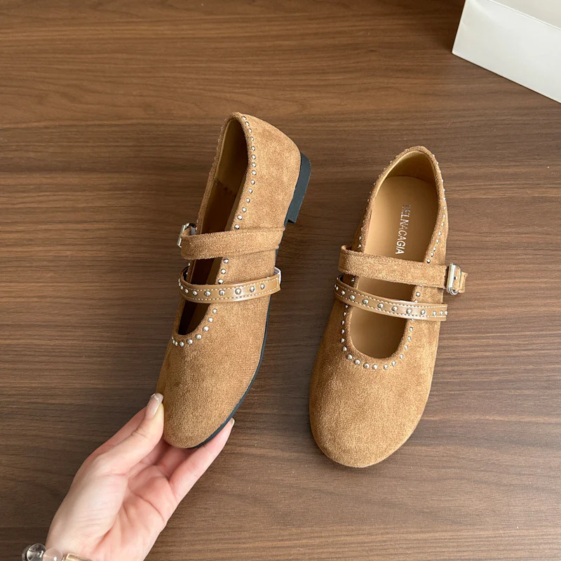 Damen Elegante Ballerinas mit dekorativen Schnallen und weichem Wildleder Heidi Mode - Image 8