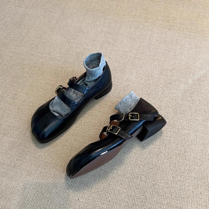 Damen elegante Ballerinas mit doppeltem Schnallenverschluss und veganer Lederoberfläche Heidi Mode - Image 2