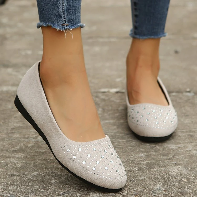 Damen Elegante Ballerinas mit Funkelndem Strass-Detail und Komfortabler Sohle Heidi-Mode