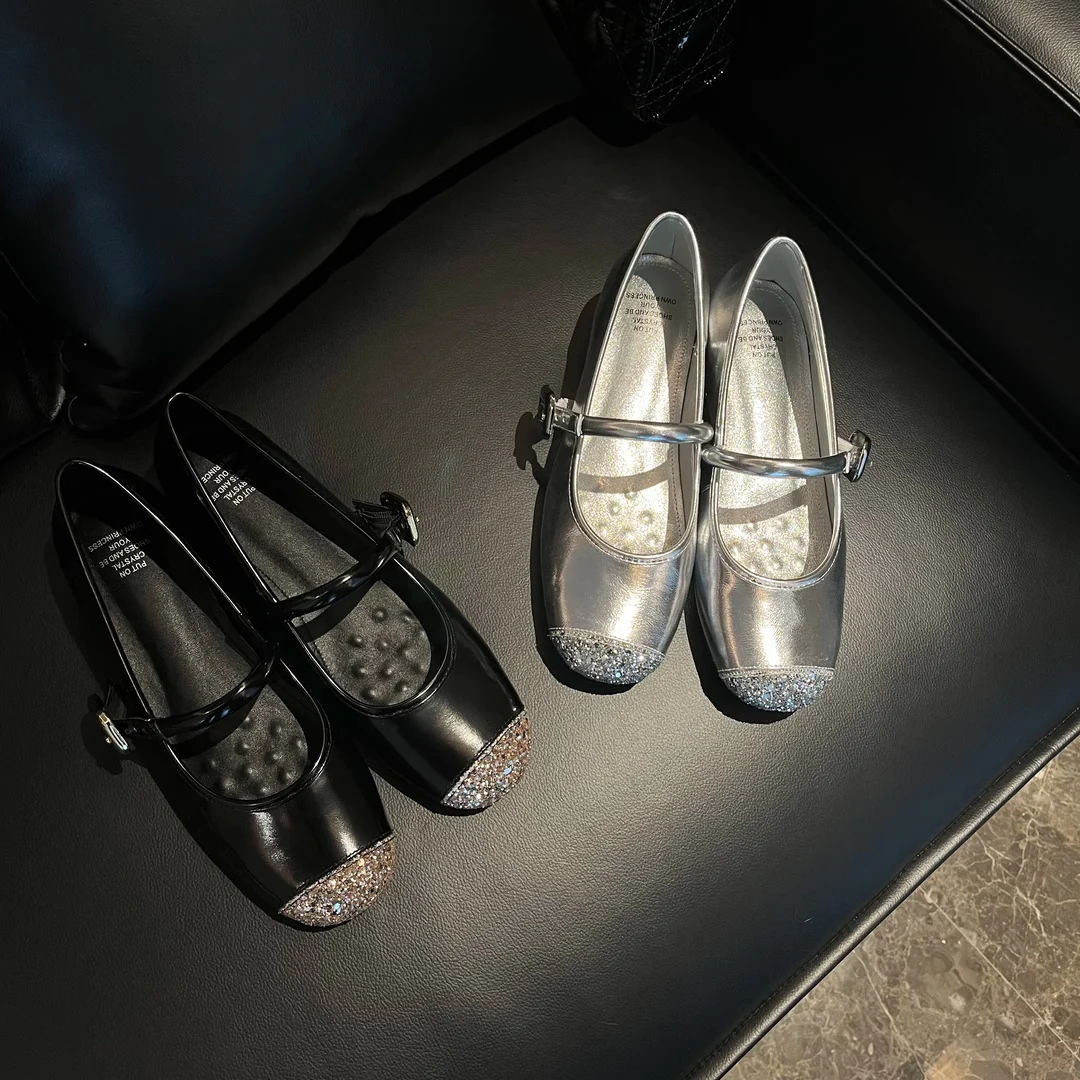 Damen elegante Ballerinas mit funkelnden Akzenten und komfortablem Blockabsatz Heidi Mode - Image 2
